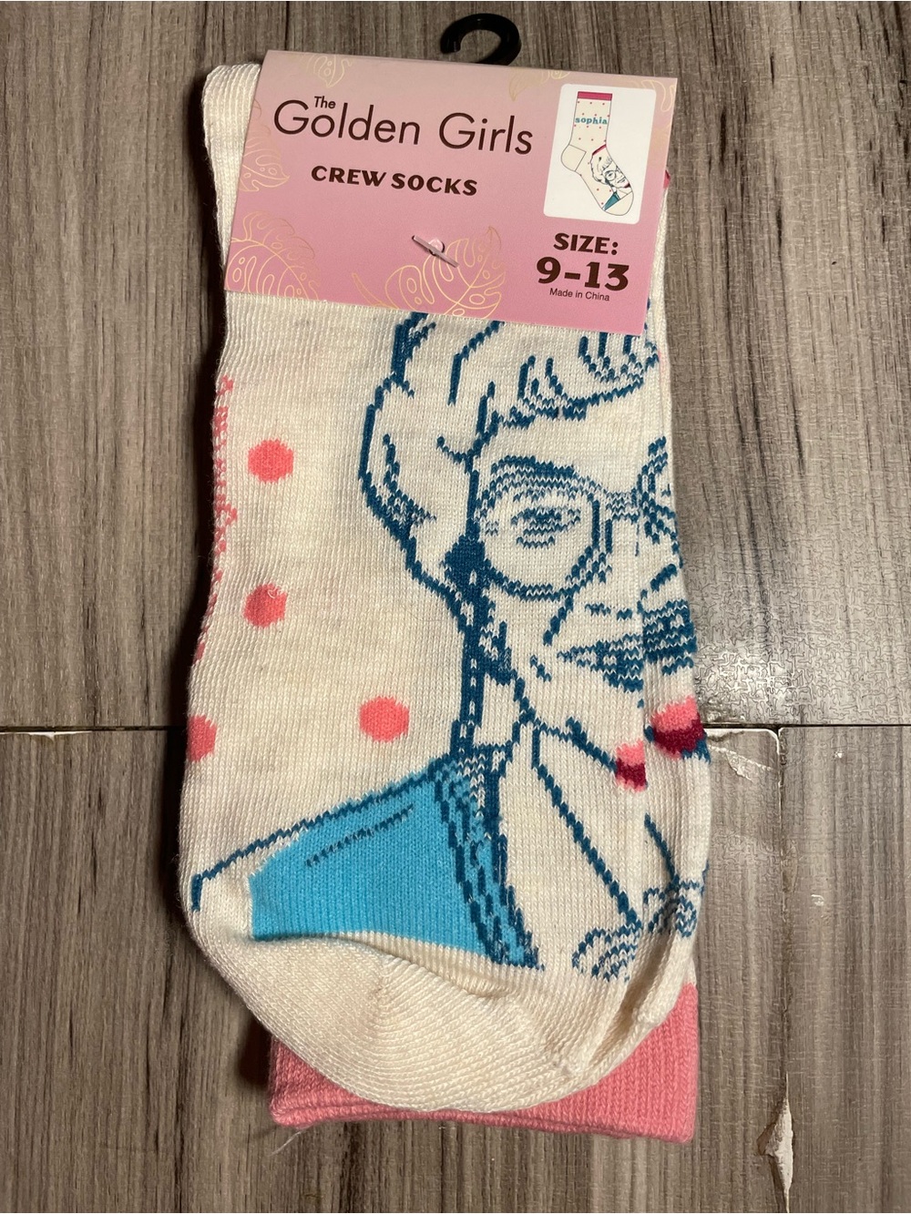 The Golden Girls Crew Socks Size 9-13 Sophia Character Pink White New With Tags